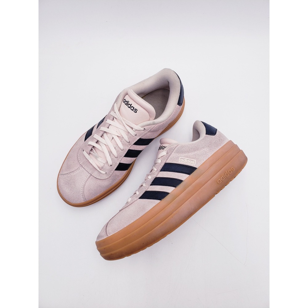 Adidas VL Court 3.0 Platform Sneakers Light Pink Suede Leather Womens Size 8‎